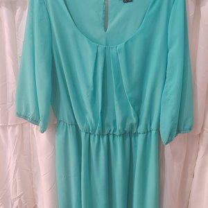 Teal dress/lace/ long sleeve XL